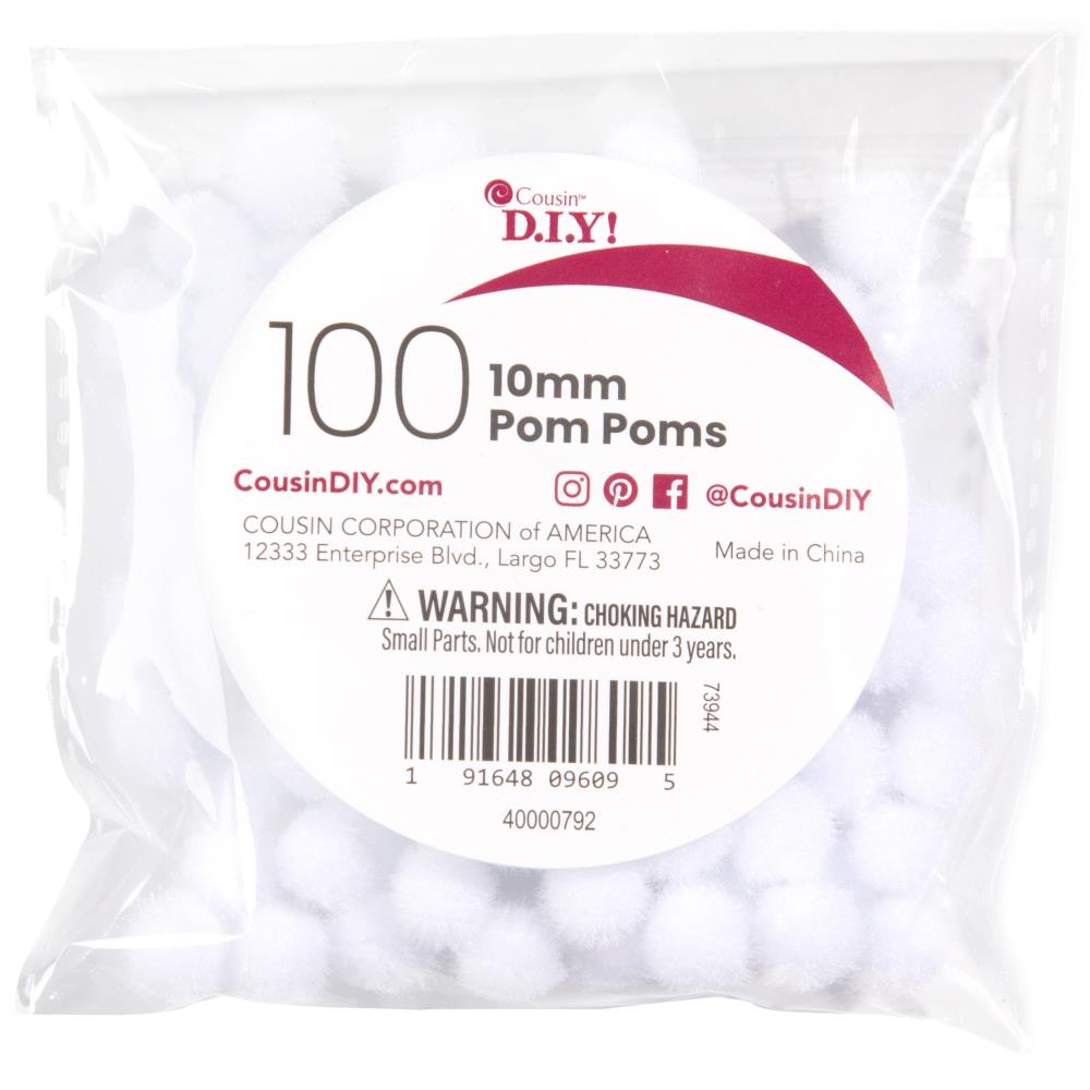 Cousin White Pom Poms 10mm 40000792