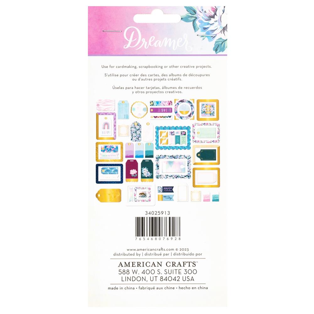 American Crafts Dreamer Journaling Ephemera Pack 34025913 back