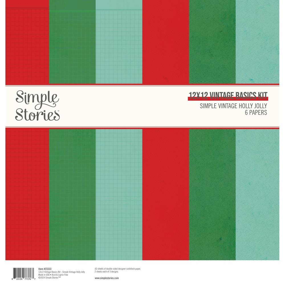 Simple Stories Vintage Holly Jolly 12 x 12 Vintage Basics Kit 23333
