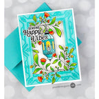 Pinkfresh Studio Lantern Botanicals Stencil Set 219724 Happy Vibes Card | color-code:ALT04