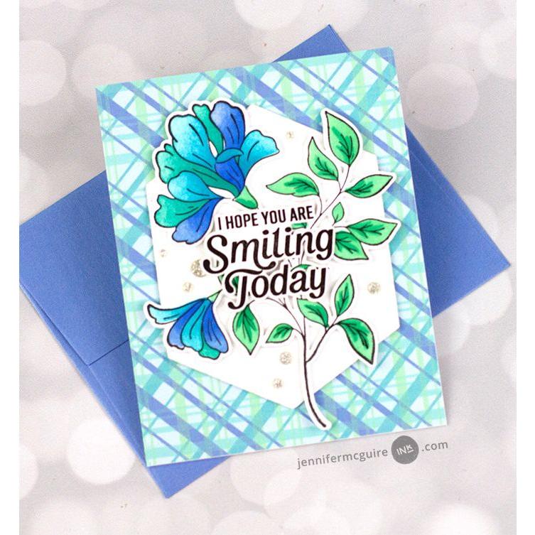 Pinkfresh Studio Diagonal Plaid Press Plates 245124 Floral Smiling Card | color-code:ALT05