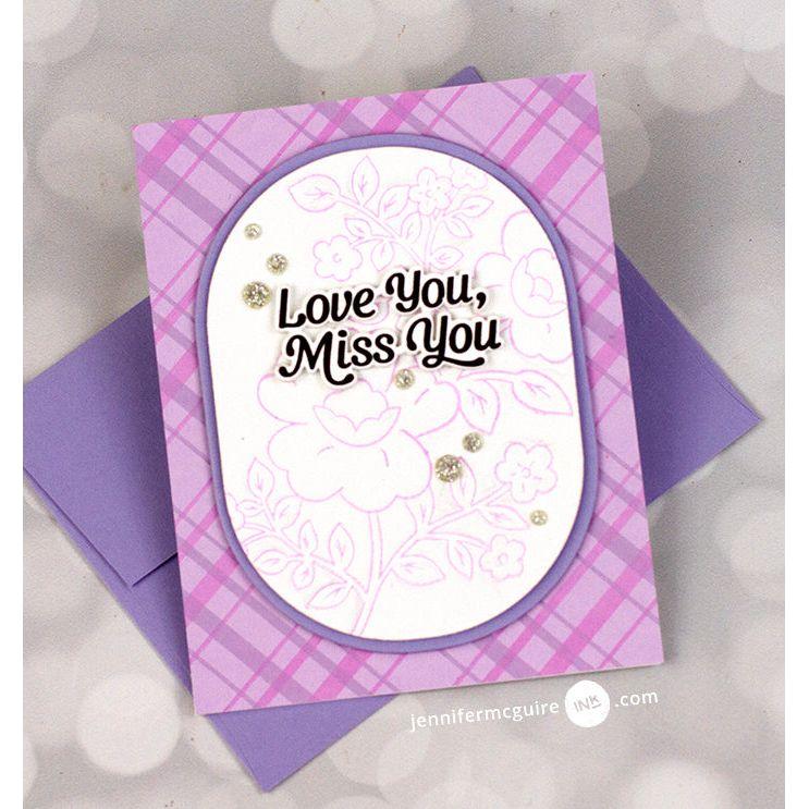 Pinkfresh Studio Diagonal Plaid Press Plates 245124 Love You Purple Card | color-code:ALT04