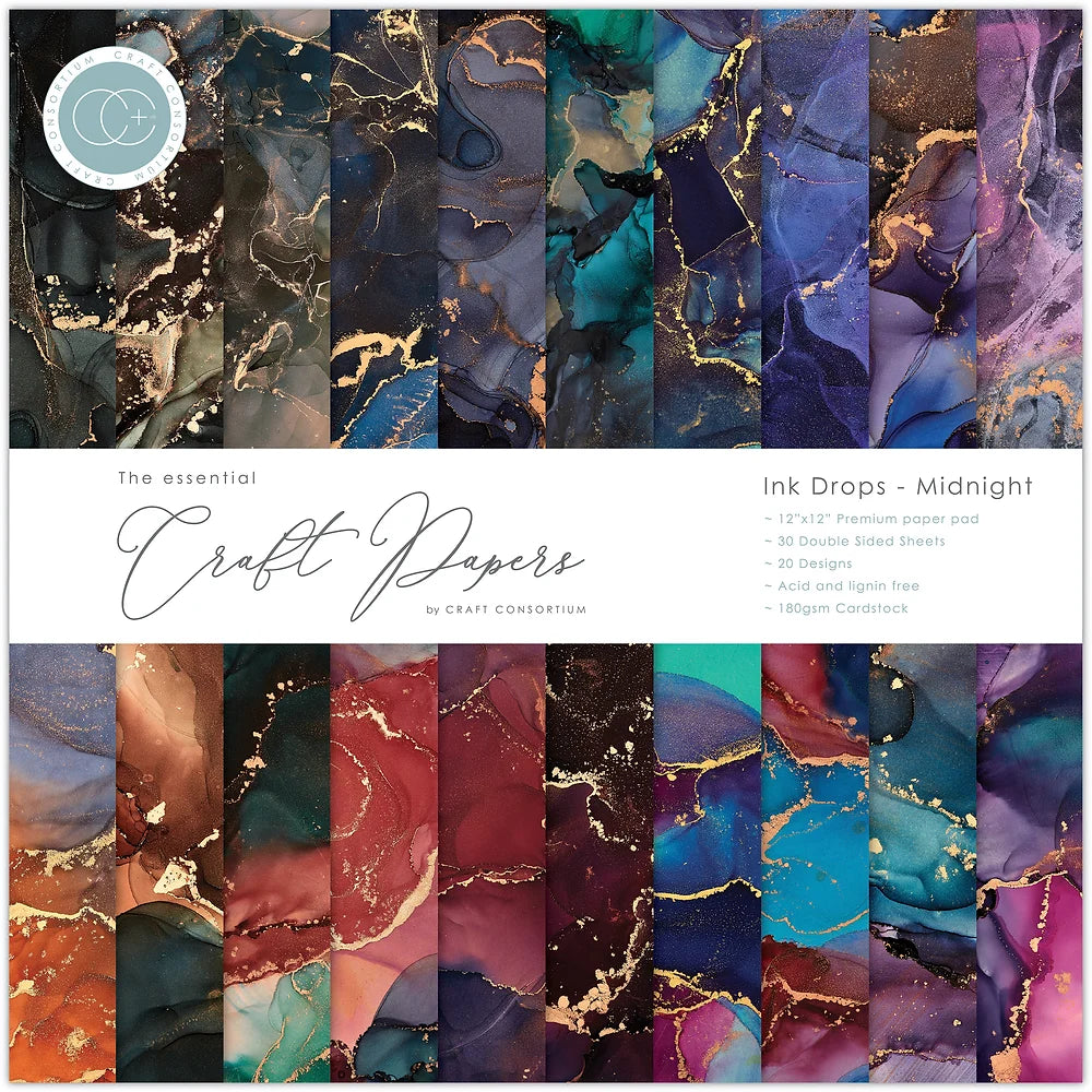 Craft Consortium Ink Drops Midnight 12 x 12 Paper Pad ccepad029