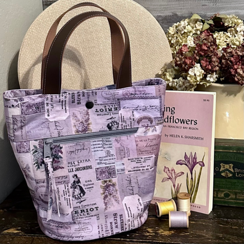 Tim Holtz Fabric By The Yard Purple Ephemera pwth305 Eclectic Elements Palette Quarry Tote | color-code:ALT01