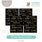 Simon Says Stamp Sentiment Strips Birthday Wishes Black on Black 1011sgb Cheering for You