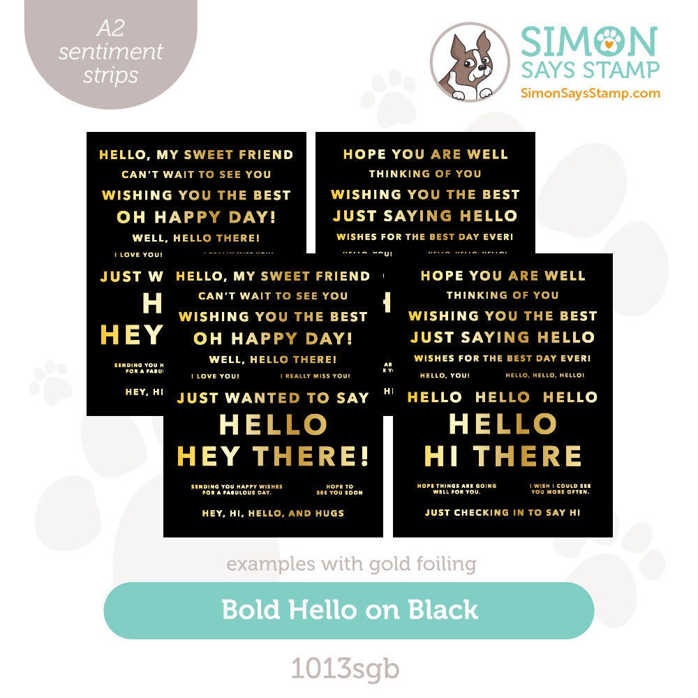 Simon Says Stamp Sentiment Strips Bold Hello Black On Black 1013sgb Cheering For You