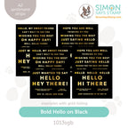 Simon Says Stamp Sentiment Strips Bold Hello Black On Black 1013sgb Cheering For You