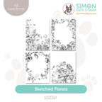Simon Says Stamp Pack of 4 Watercolor Card Fronts Sketched Florals 1023sf