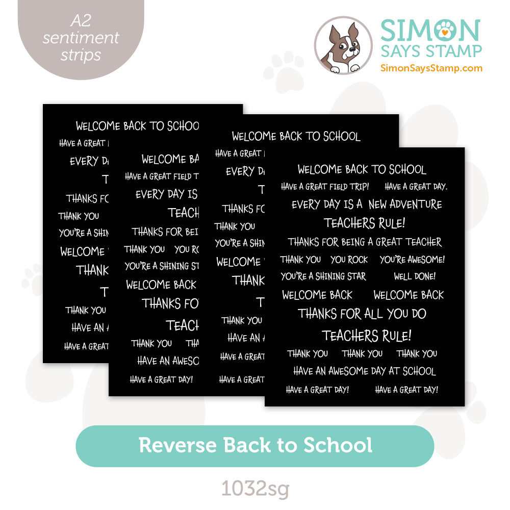 Simon Says Stamp Sentiment Strips Reverse Back to School 1032sg Happy Camper