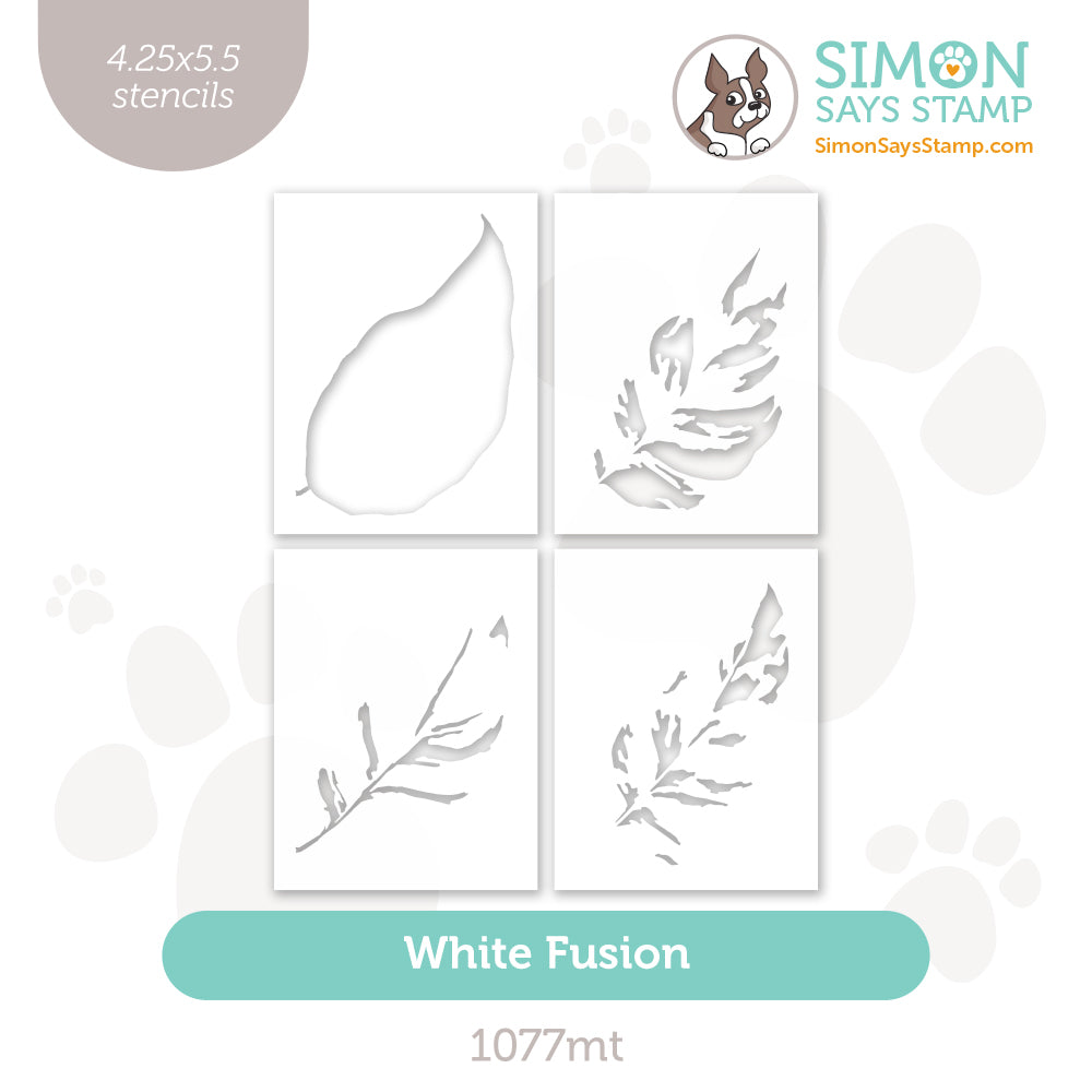 Simon Says Stamp Set of 4 Stencils White Fusion 1077mt Rain or Shine