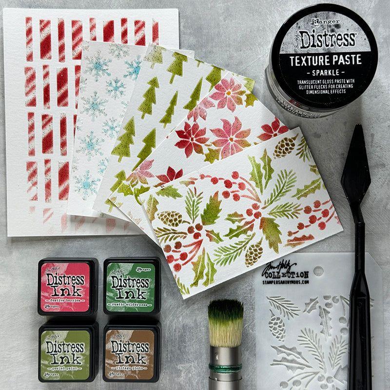 Tim Holtz Distress Mini Ink Pad PEELED PAINT Ranger TDP40071 Christmas Stencil Project | color-code:ALT840