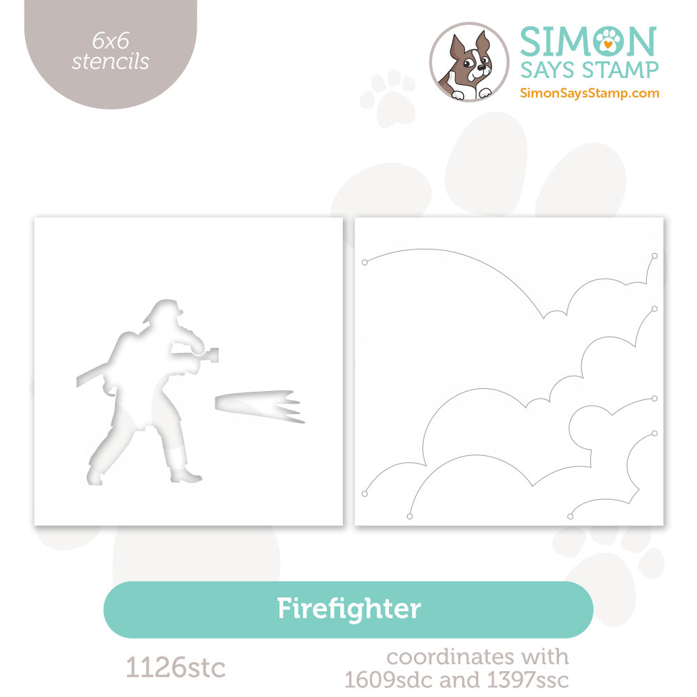 Simon Says Stamp Set of 2 Stencils Firefighter 1126stc Shine On