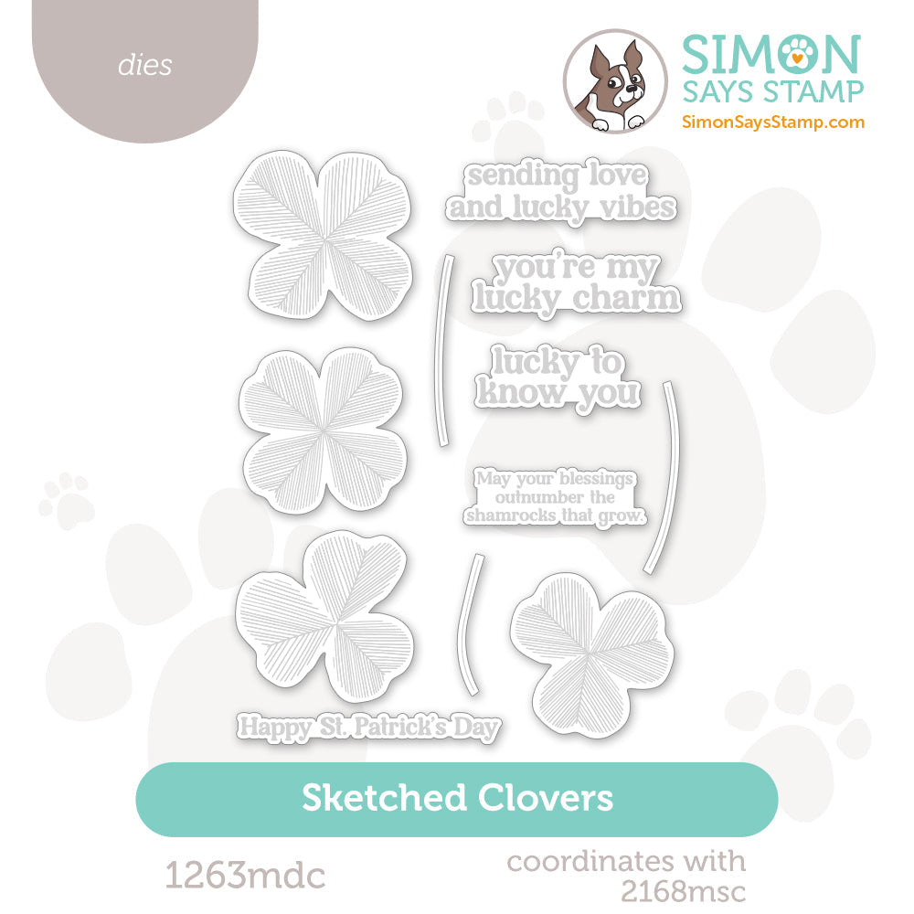 Simon Says Stamp Sketched Clovers Wafer Dies 1263mdc To Be Loved