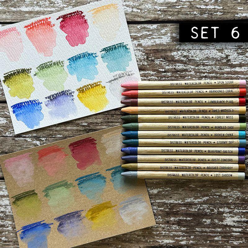 Tim Holtz Distress Watercolor Pencils Set 6 Ranger tdh83603 Color Swatch