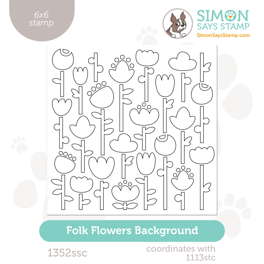 Simon Says Clear Stamps Folk Flowers Background 1352ssc In My Heart