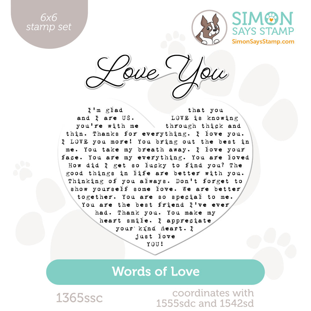 Simon Says Clear Stamp Words Of Love 1365ssc Heart to Heart