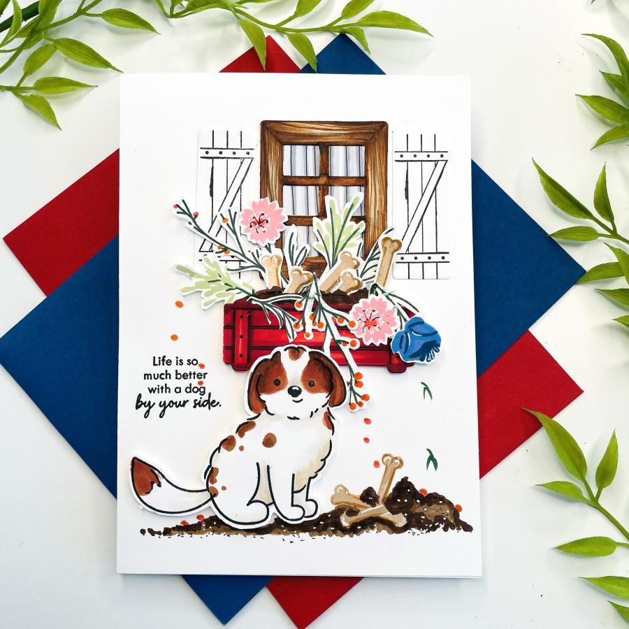 Papertrey Ink Paw Prints Clear Stamps 1524 garden dog
