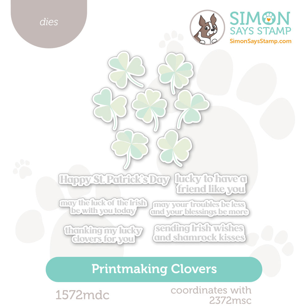 Simon Says Stamp Printmaking Clovers Wafer Dies 1572mdc Beautiful Moments