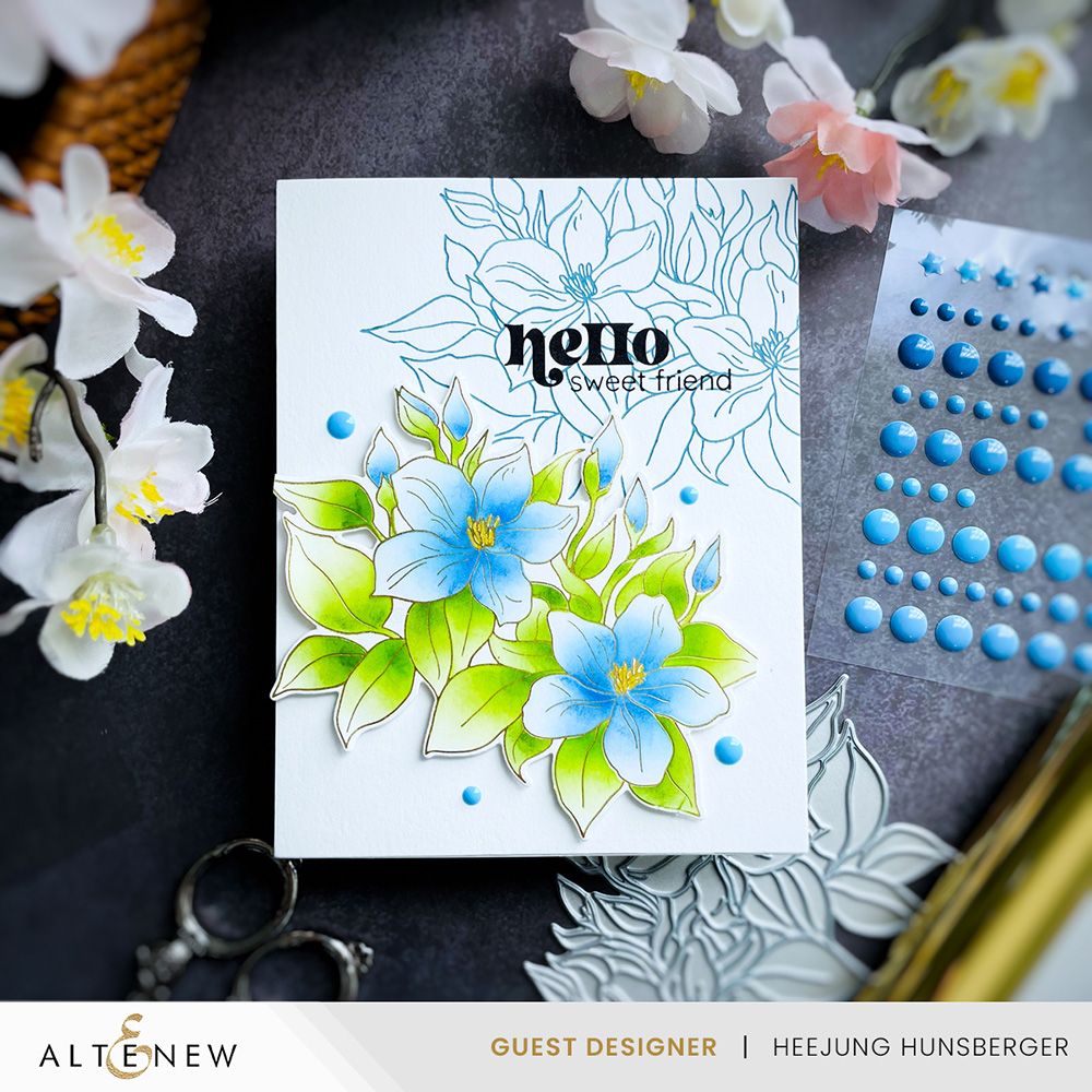 Altenew Sweet Jasmine Dies alt8835 blue flowers