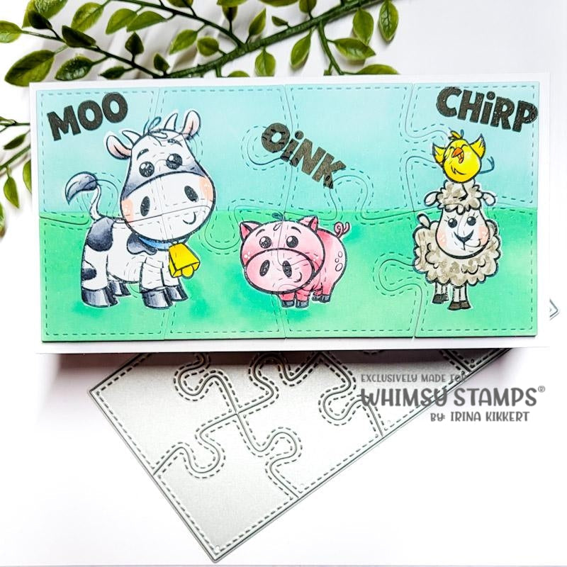 Whimsy Stamps Barn Yard Clear Stamps and No Fuss Mask Set moo