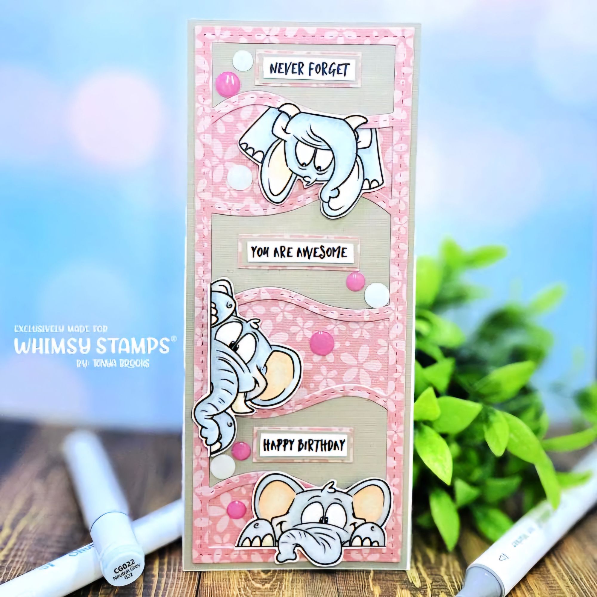 Whimsy Stamps Elephantastic Clear Stamps dp1028a you are awesome