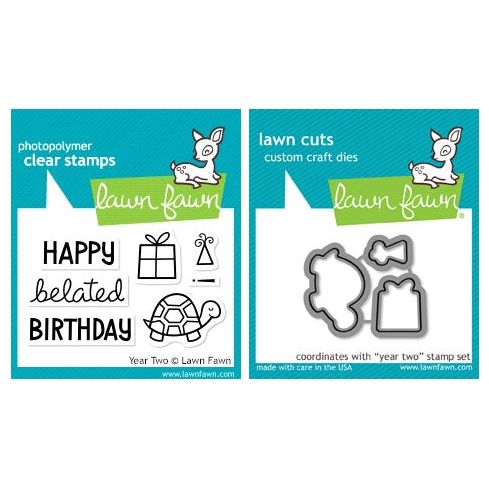 Simon Says Stamp! Lawn Fawn SET LF215YTW BELATED BIRTHDAY Clear Stamps And Dies