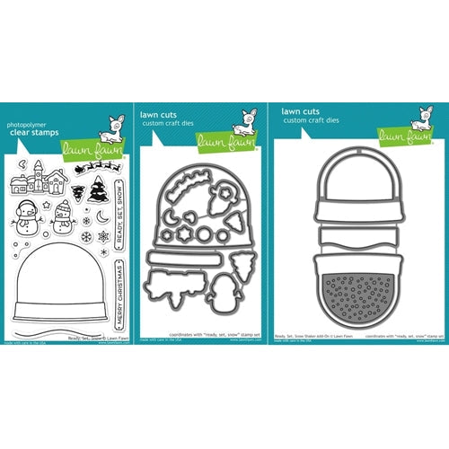 Simon Says Stamp! Lawn Fawn SET LF15SETADDON HOLIDAY SNOW GLOBE SHAKER Clear Stamps and Dies