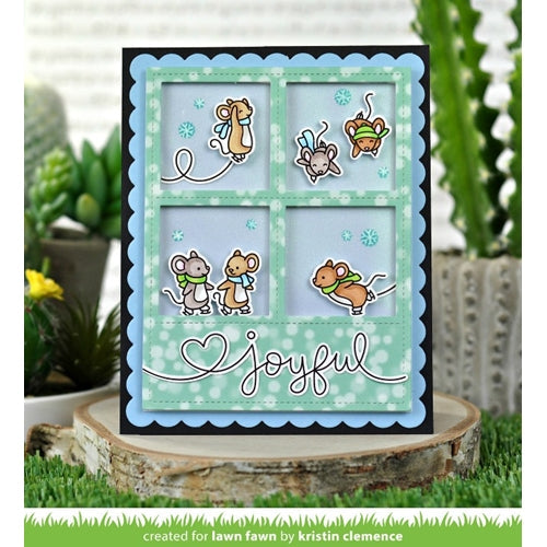 Simon Says Stamp! Lawn Fawn SET MICE ON ICE Clear Stamps and Dies HLFMOI