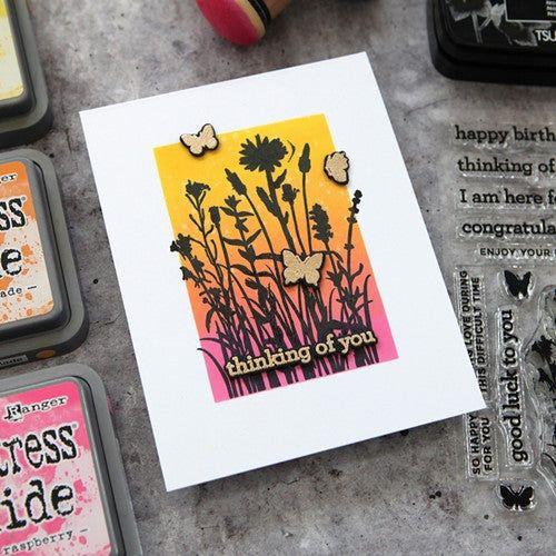 Simon Says Stamp! CZ Design Stamps and Dies SILHOUETTE SENTIMENTS set418ss