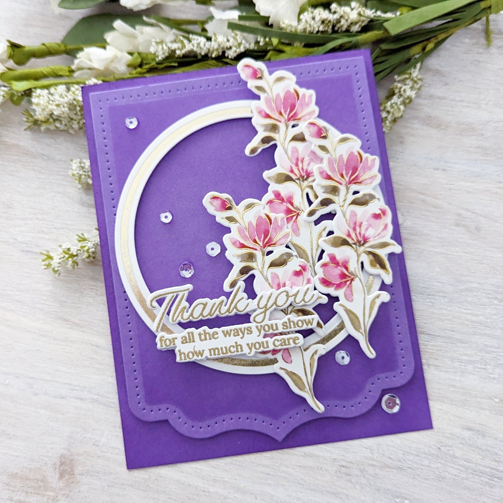 Pinkfresh Studio Artsy Floral Dies 240824 Thank You Card | color-code:ALT03