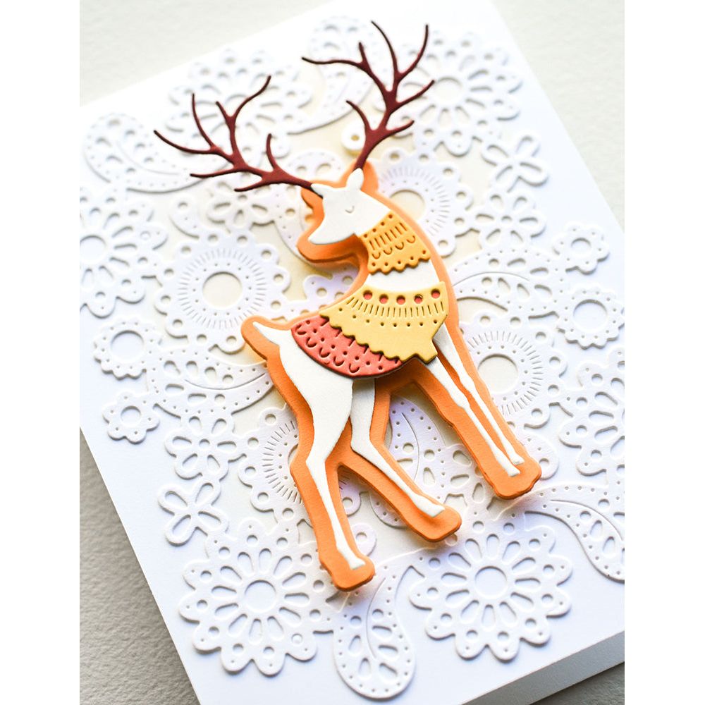 Poppy Stamps Nordic Flourish Background Dies 2588 deer