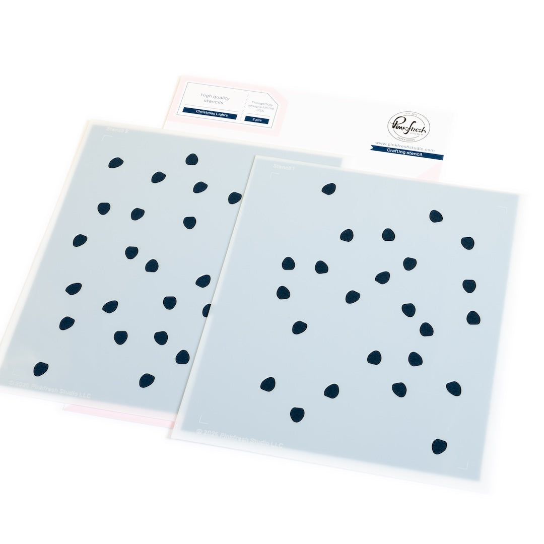 Pinkfresh Studio Christmas Lights Coverplate Die And Stencils Bundle