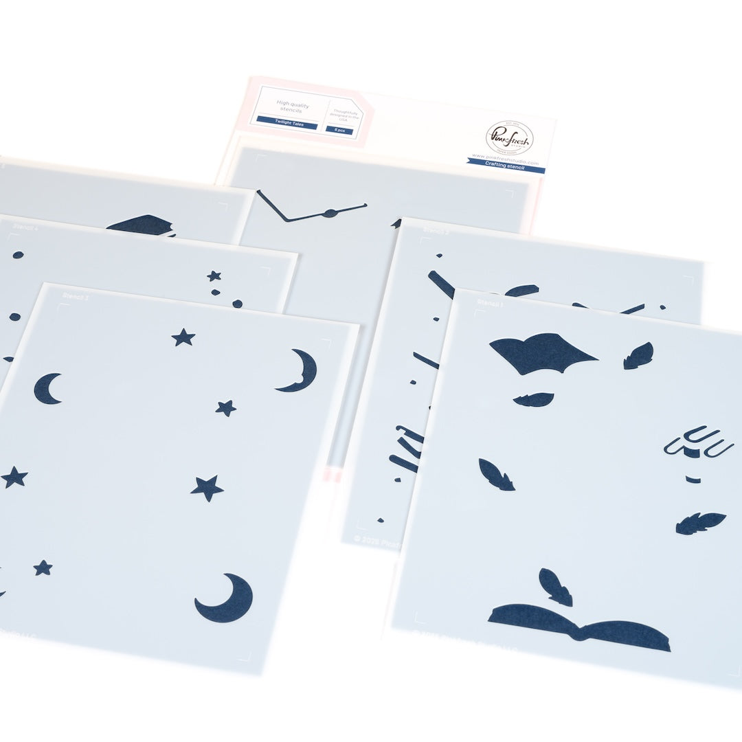 Pinkfresh Studio Twilight Tales Stamps Dies Stencils And Press Plates Bundle