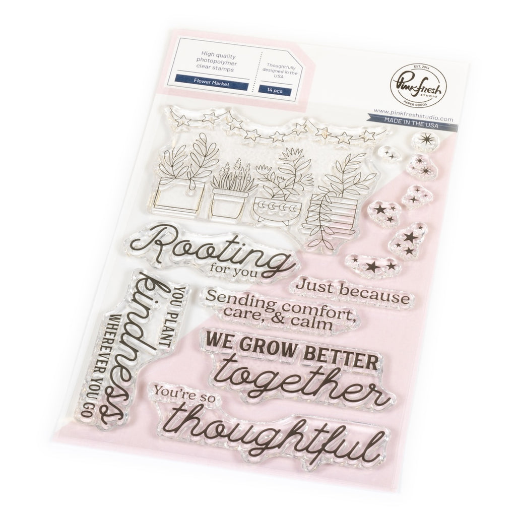 Pinkfresh Studio Flower Market Stamps Dies And Stencils Bundle