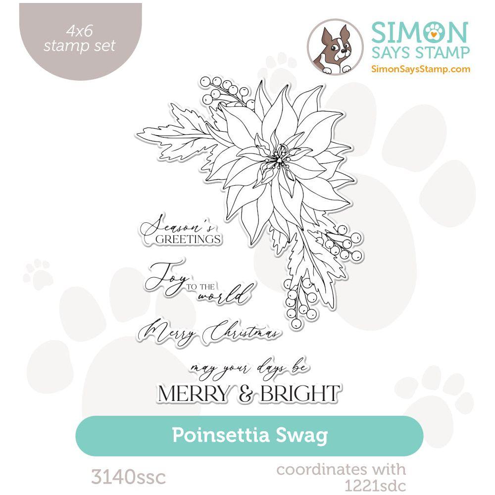 Simon Says Clear Stamp Poinsettia Swag 3140ssc Festive Fun