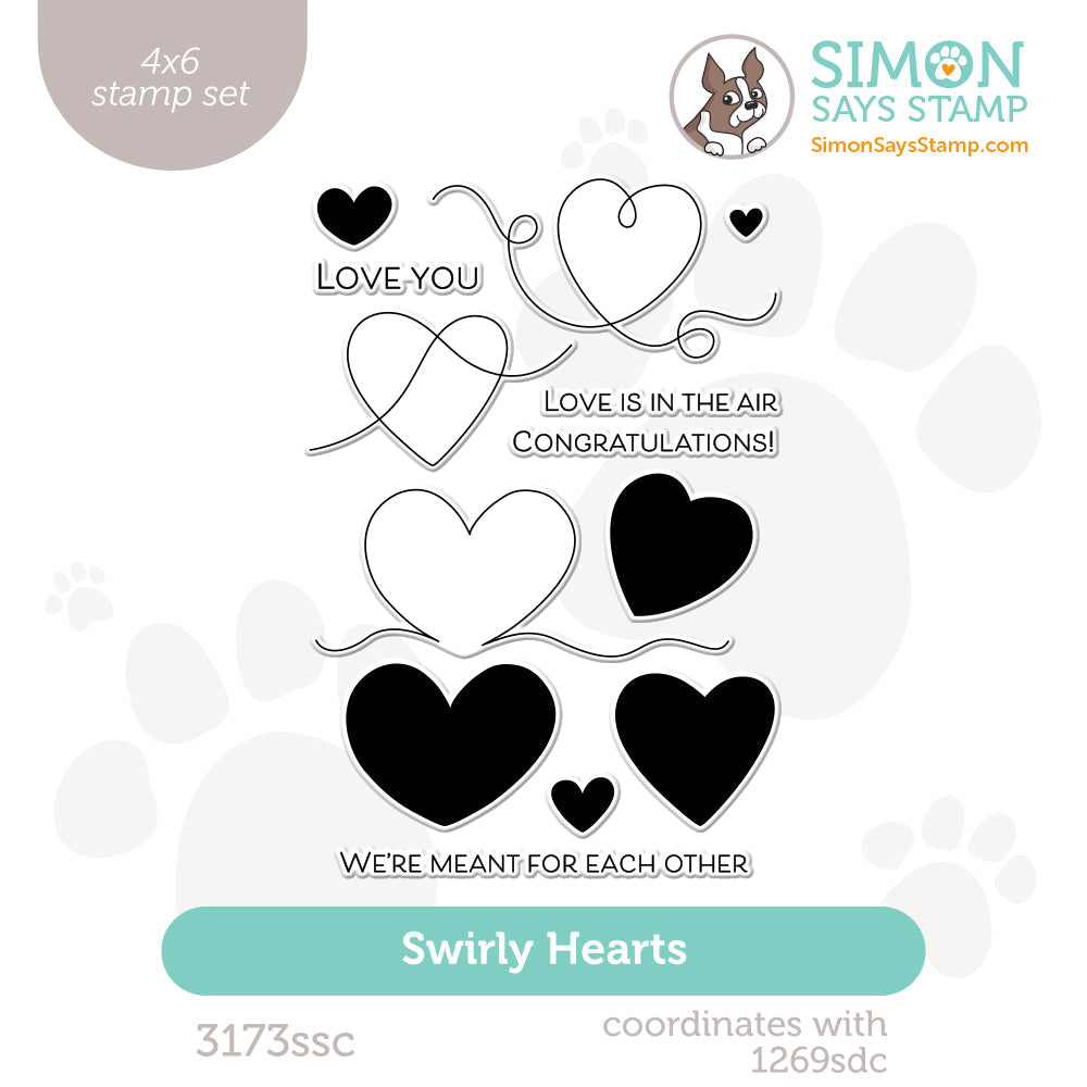 Simon Says Clear Stamps Swirly Hearts 3173ssc To Be Loved