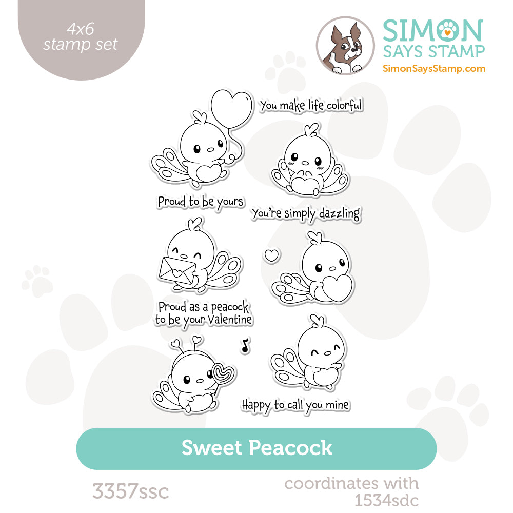 Simon Says Clear Stamps Sweet Peacock 3357ssc Heart to Heart