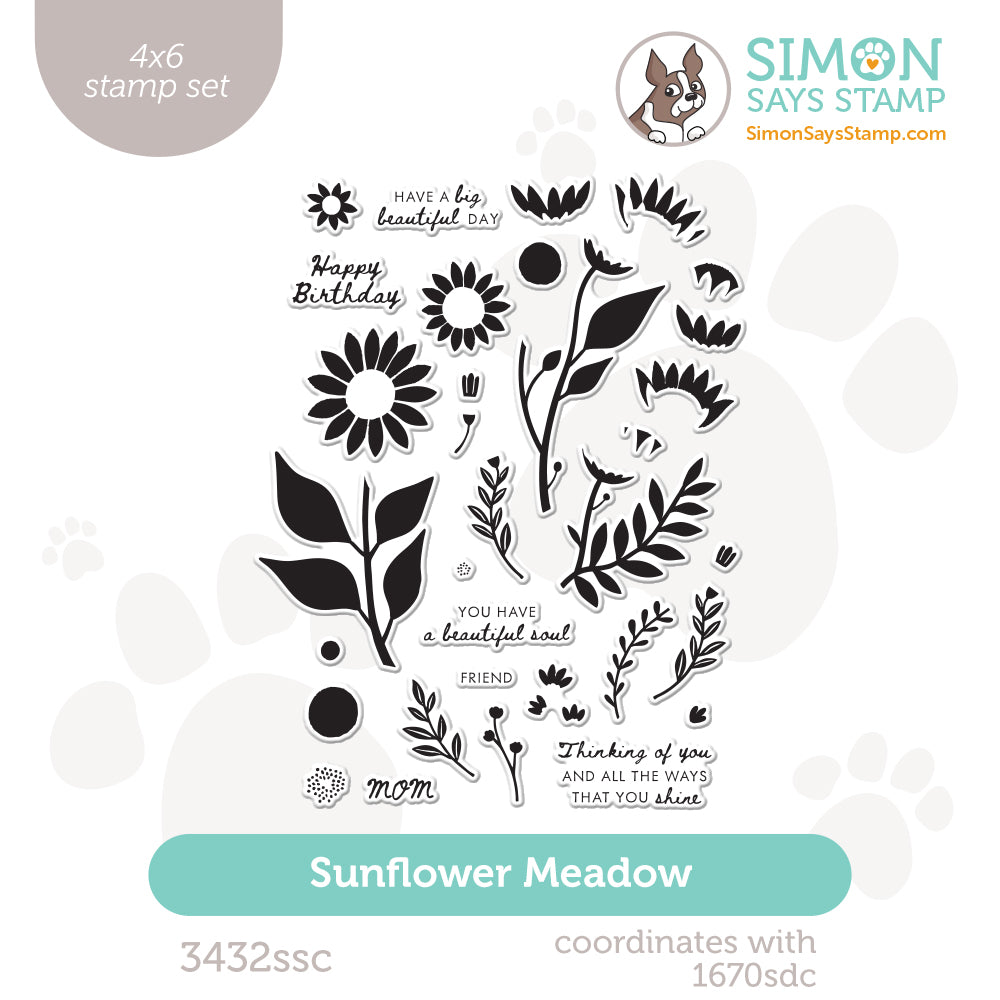 Simon Says Clear Stamps Sunflower Meadow 3432ssc Every Happiness