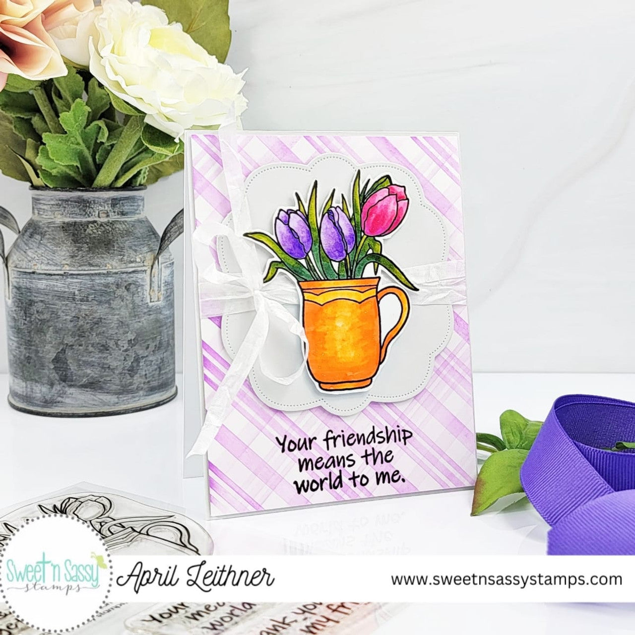 Sweet 'N Sassy Great Friends Clear Stamp Set sns-23-039 Your Friendship Means The World To Me Card