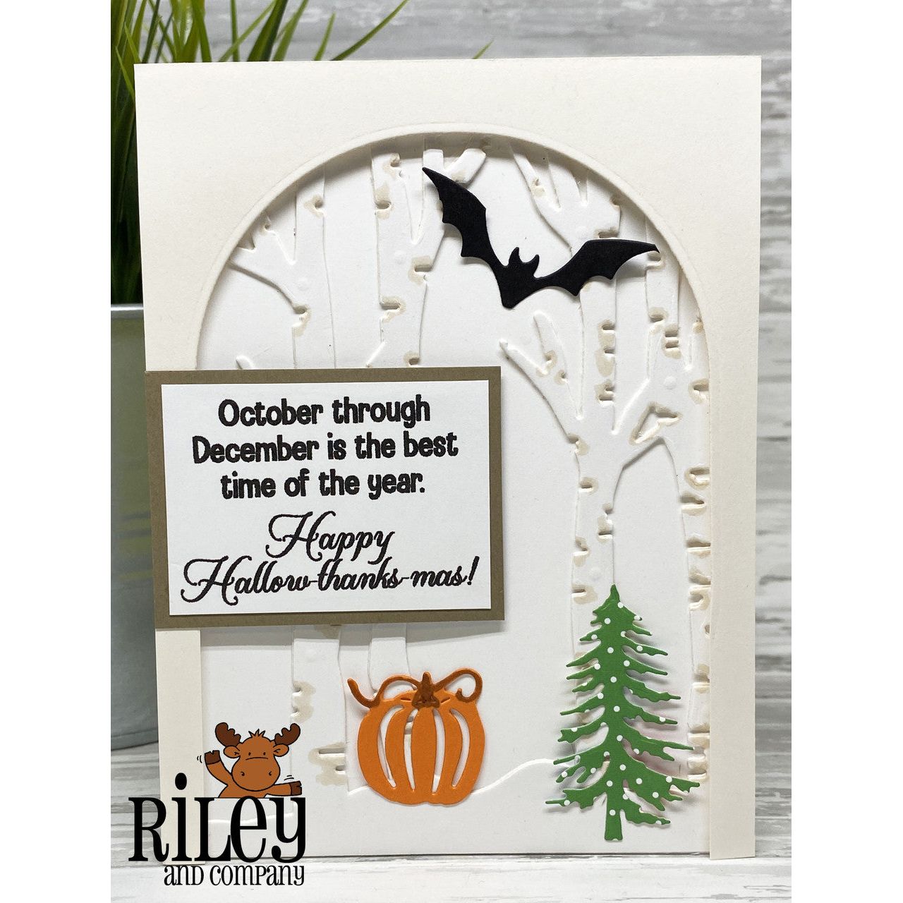Riley And Company Funny Bones Hallow-thanks-mas Cling Rubber Stamp rwd-1204 all the holidays