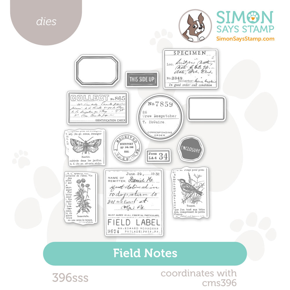 Simon Says coordinating dies Field Notes butterfly bird label journal notebook collect collection flower 