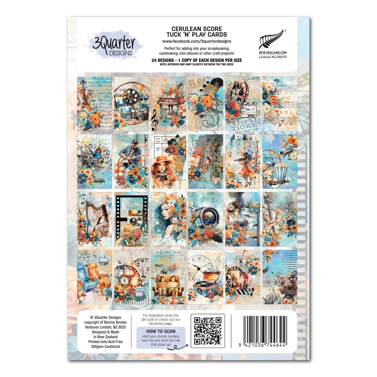3Quarter Designs Cerulean Score Tuck N Play Cards 3q-tp-ceruleanscore pages