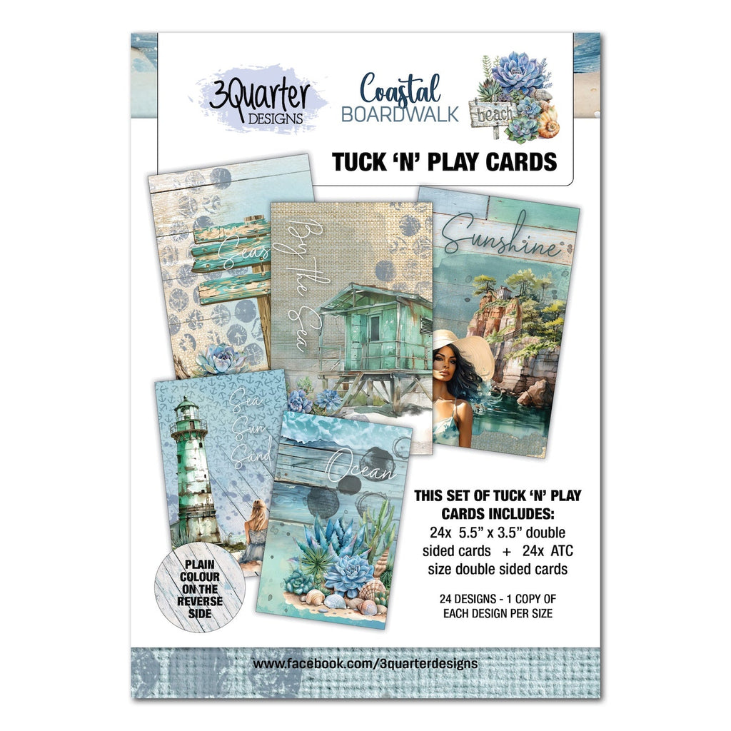 3Quarter Designs Coastal Boardwalk Tuck N Play Cards 3q-tp-coastalboardwalk