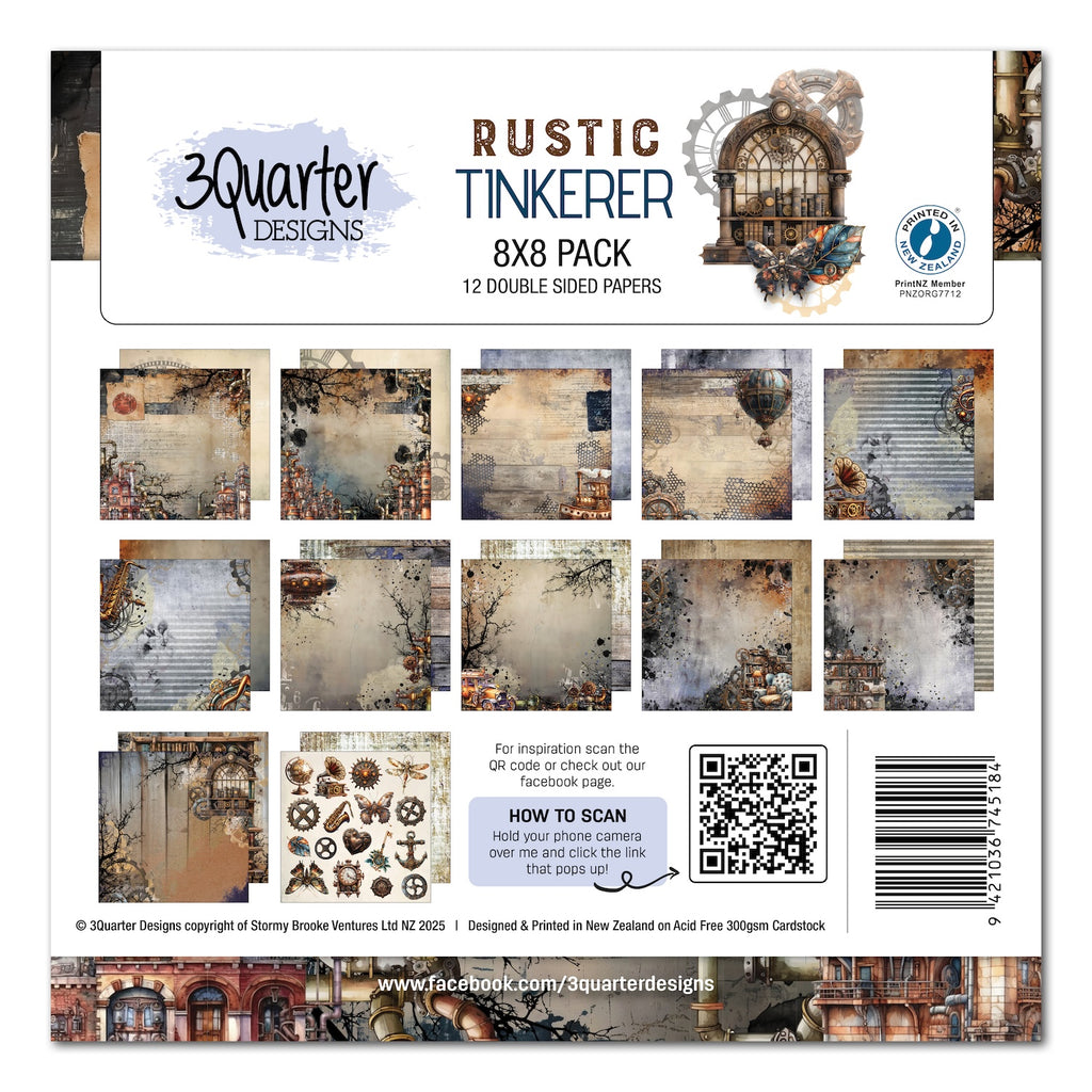 3Quarter Designs Rustic Tinkerer 8x8 Paper Pack 3q-pp8-rustictinkerer

