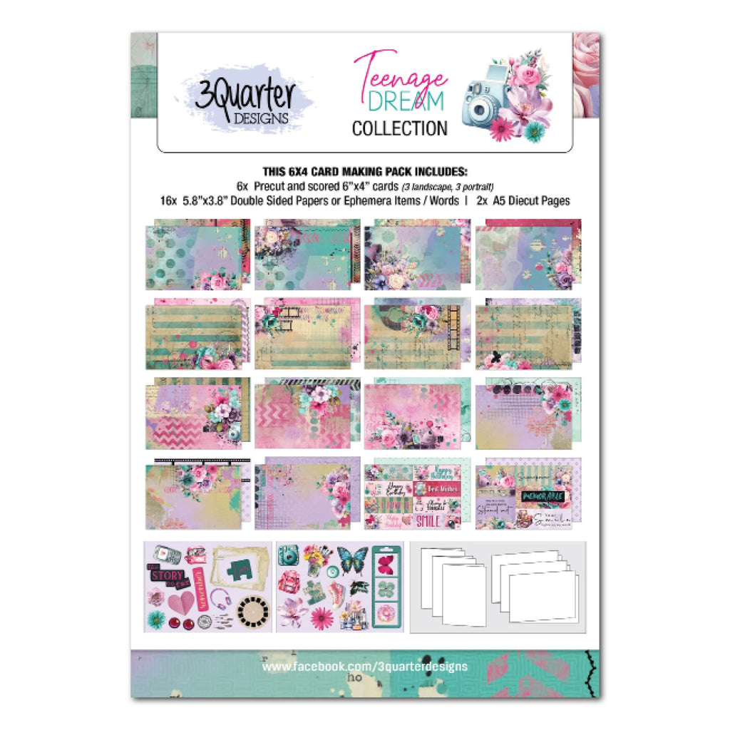3Quarter Designs Teenage Dream 6x4 Card Pack 3q-cc-teenagedream