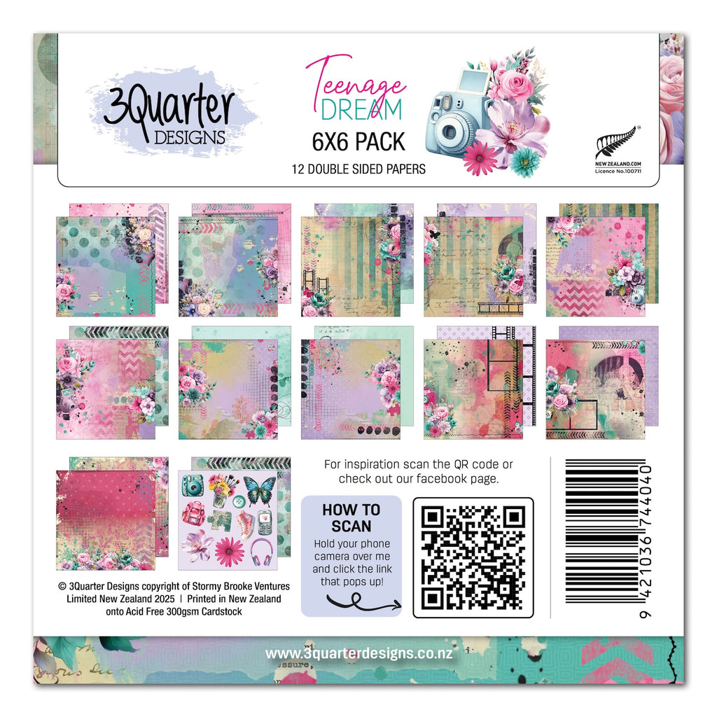 3Quarter Designs Teenage Dream 6x6 Paper Pack 3q-pp6-teenagedream