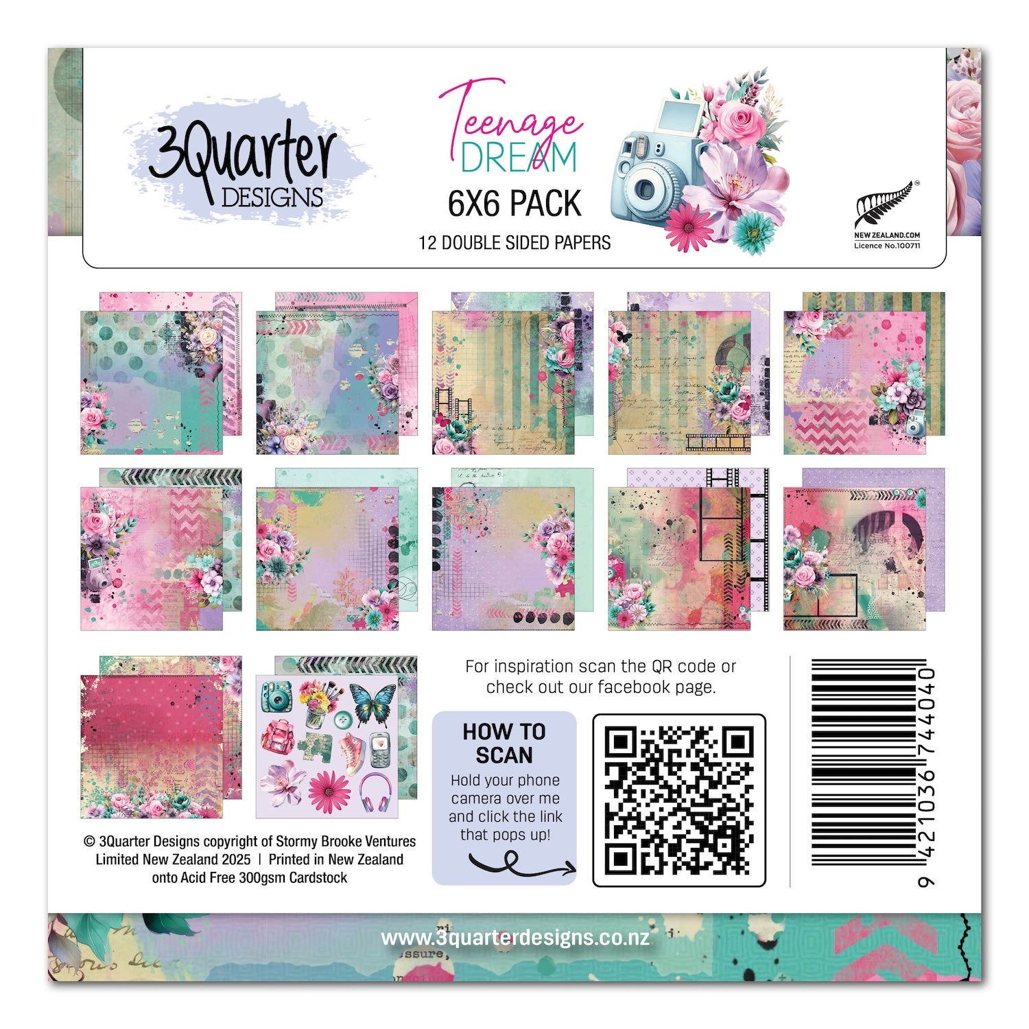 3Quarter Designs Teenage Dream 6x6 Paper Pack 3q-pp6-teenagedream