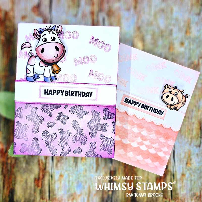 Whimsy Stamps Barn Yard Clear Stamps and No Fuss Mask Set birthday