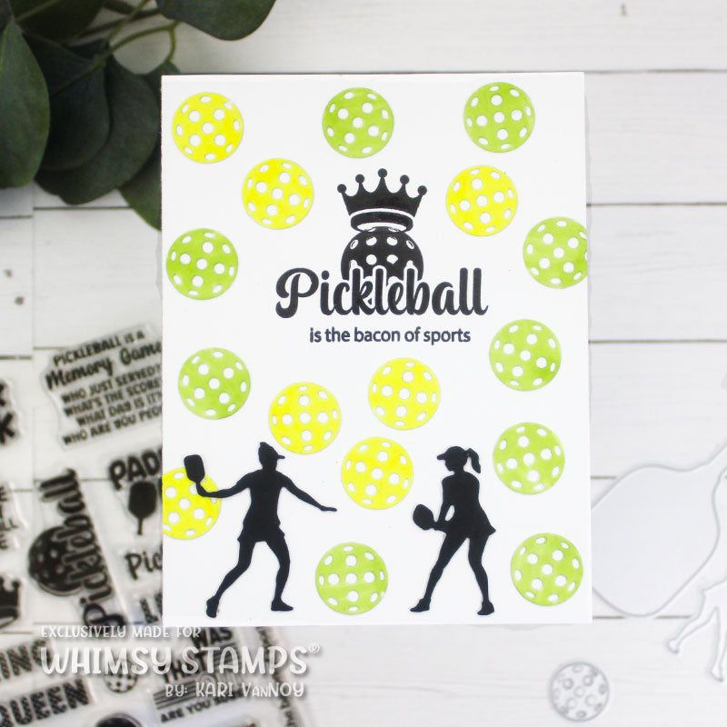 Whimsy Stamps Pickleball Clear Stamp and Die Set bacon