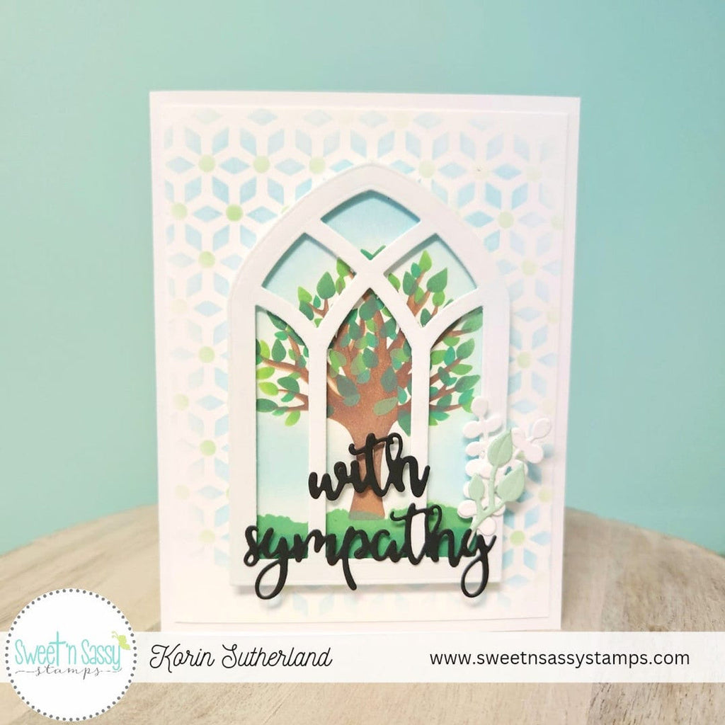Sweet 'N Sassy Cathedral Window Die snsd-0258 With Sympathy Card